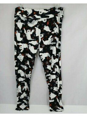 New LuLaRoe Tall & Curvy 2 Halloween Leggings Black With Spiders & Ghosts